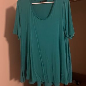 Short sleeve top with sheer detail on back hem